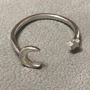 Horeshoe Body Piercing Ring, 925 Sterling Silver, Moon and Star